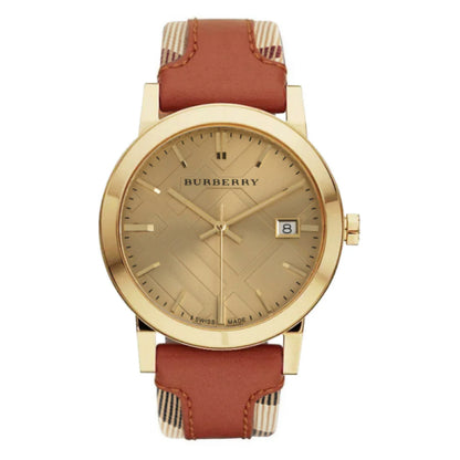 Burberry  Swiss Made Quartz Multi Color Leather Strap Beige Dial- Free worldwide shipping