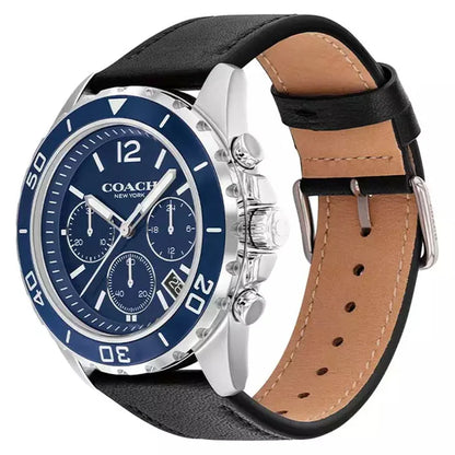 Coach Men’s Quartz Black Leather Strap Blue - Free worldwide shipping