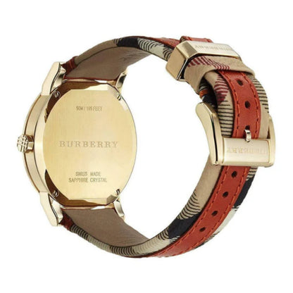 Burberry  Swiss Made Quartz Multi Color Leather Strap Beige Dial- Free worldwide shipping