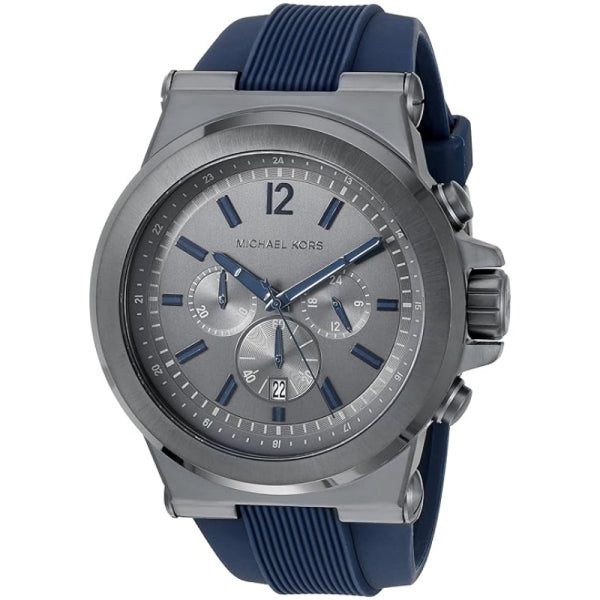 Michael Kors Men’s Chronograph Quartz Blue Silicone Strap Grey Dial 48mm Watch MK8493 - Free worldwide shipping