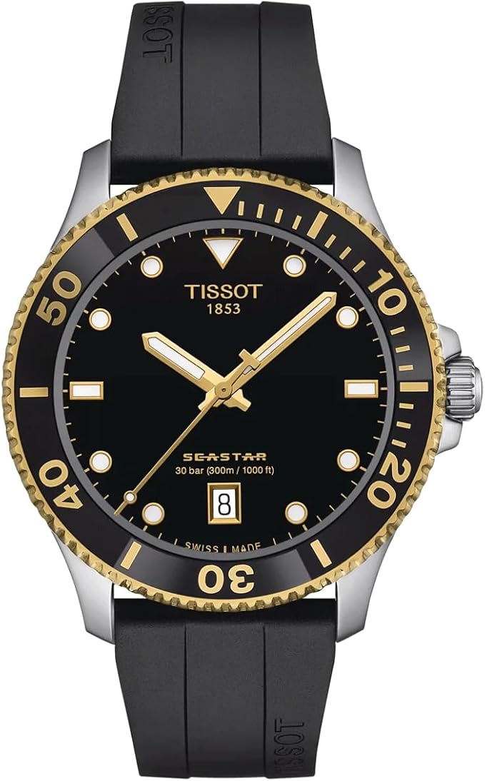 TISSOT Men’s Swiss Made Quartz Black Silicone Strap Black- Free worldwide shipping