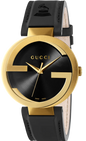 Gucci Men’s Swiss Made Quartz Black Leather Strap Black Dial - Shipping Free Worldwide