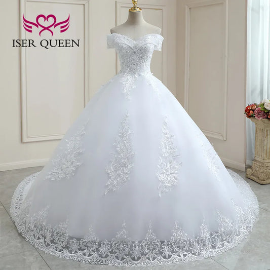 Wedding Dress Embroidery On Net White Plus Size Wedding Dress