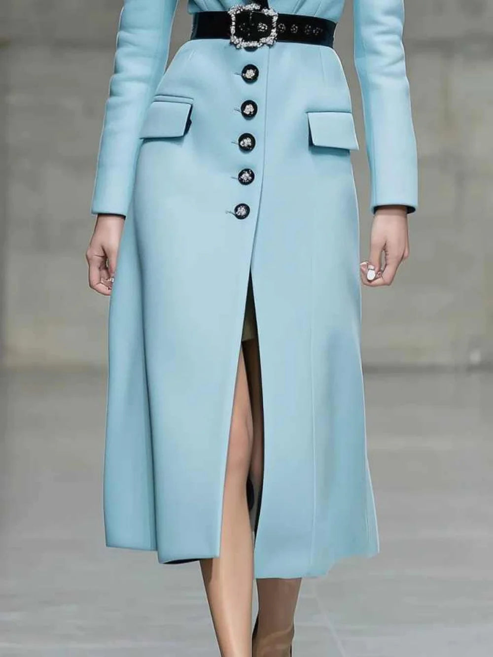 Elegant Women Woolen Overcoat 1 Piece Slim Fit Single Breasted Blazer Winter New High Street Outwear Customized