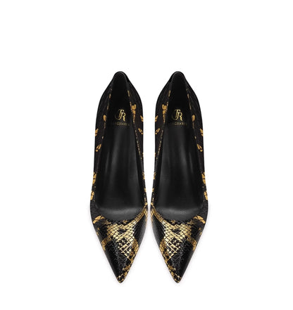 Snake Pattern Pointed Toe Slim Heel
