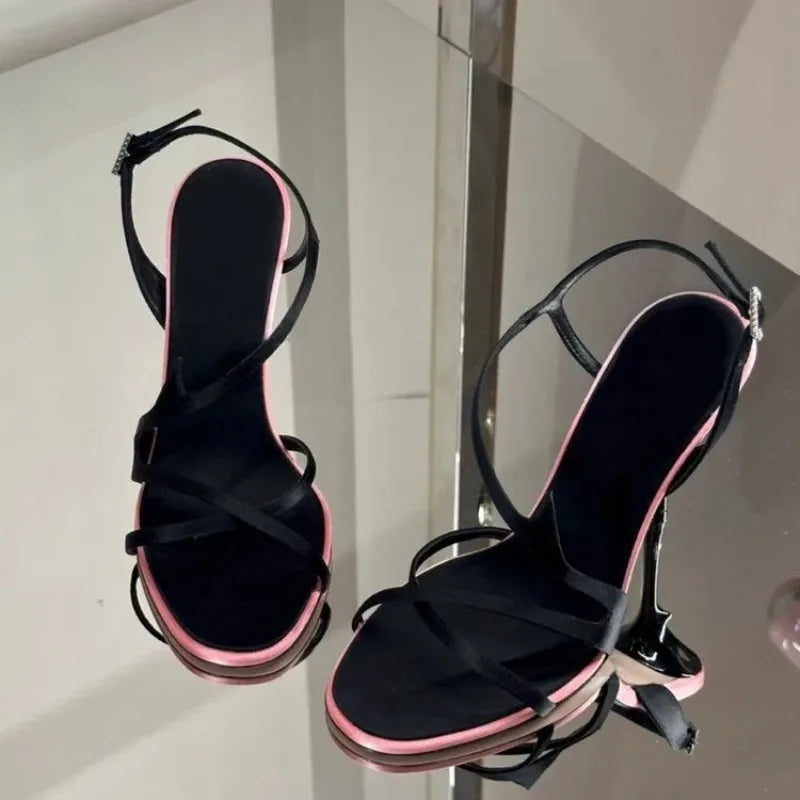 Satin Color Block Stiletto High Heels - Free worldwide shipping