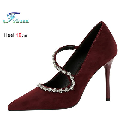 Gorgeous Women's Pumps Rhinestone Chain - free worldwide shipping