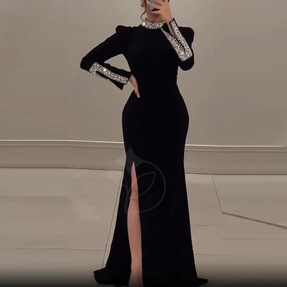 Elegant Solid High Slit Party Dress - Free Worldwide Shipping