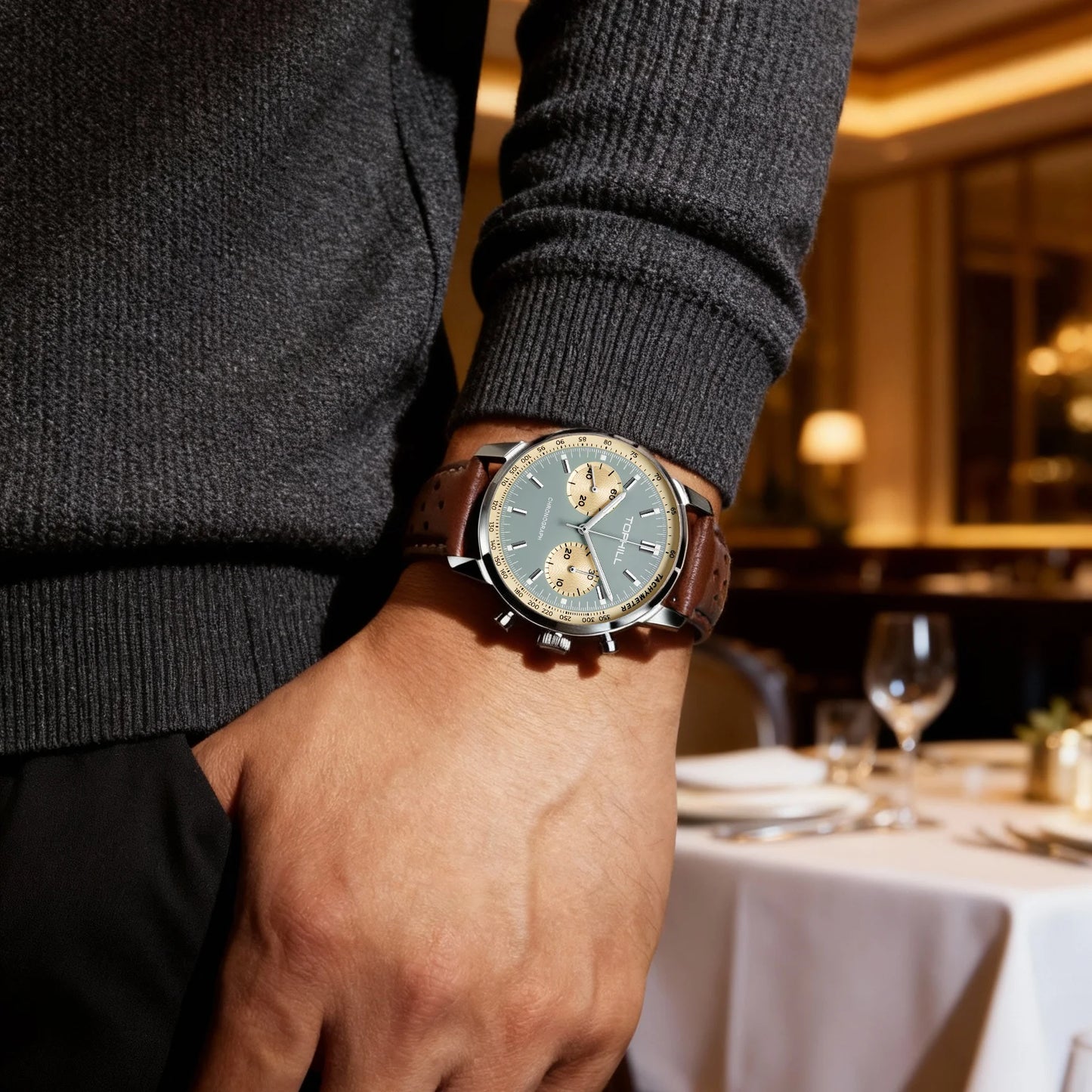 TOPHILL Chronograph Watch Pilot Watch Seagull 1963 Watch  ST19 Movement Sapphire Crystal  Military Limited