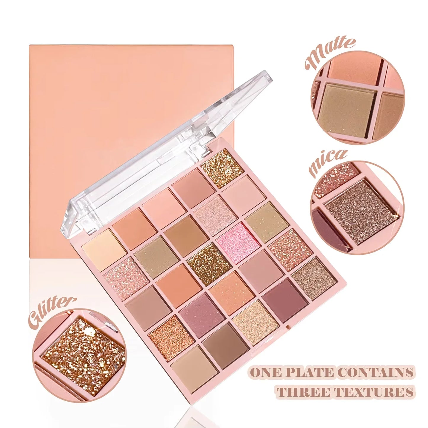 25-color eye shadow tray, oatmeal milk tea tray, sparkling powder, pearl sequins, gentle orange brown, affordable eye shadow- free worldwide shipping