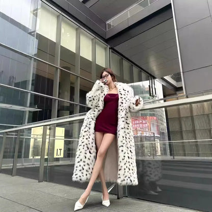 Leopard Print Luxury Women Mink Fur overcoat - free worldwide shipping