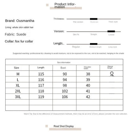 Special clearance sale: Haining fur coat, genuine fur one-piece jacket, women's mid-length, knee-length fox fur collar, rabbit fur inner