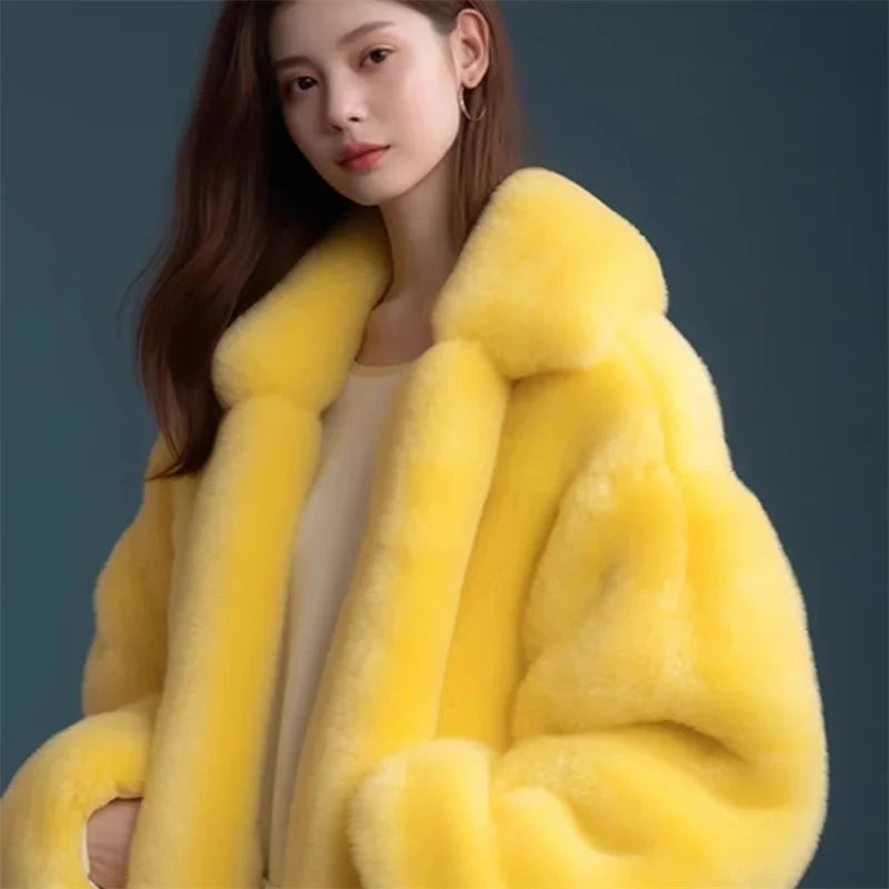 Women's Coat 2025 Winter New Korean Version fur Coat Long fox Coat Furry Maillard Medium Long Loose Brown Thick Young Commuting