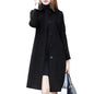 Elegant Soft Women Coat Mid-Length Single-Breasted Turn-down Collar Cardigan- free worldwide shipping