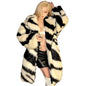Ladies Spice sexy zebra fur coat fox fur mid-length coat temperament winter thick - free shipping worldwide