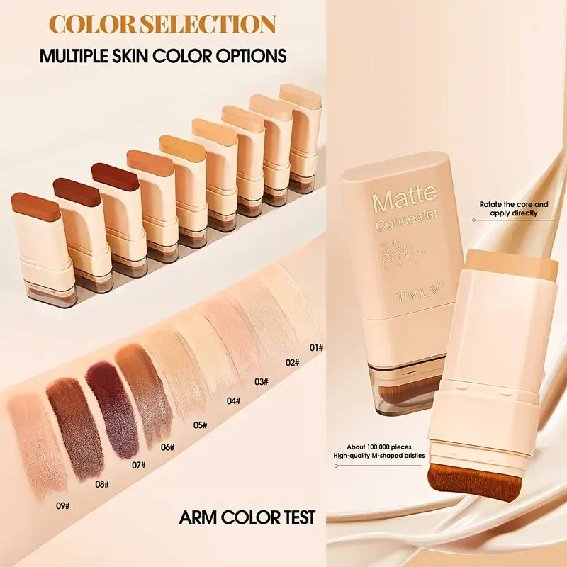 15g 2-in-1 foundation eraser double-ended concealer stick with brush head waterproof, natural makeup, long-lasting cream texture-free worldwide shipping