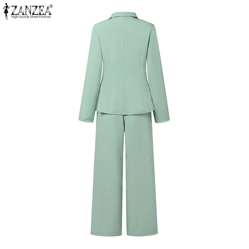 Office Lady Blazer Suits Elegant Women Tied Waist Top and Pant 2pcs Outfit 2025 Trend Streetwear Commute Pant Sets