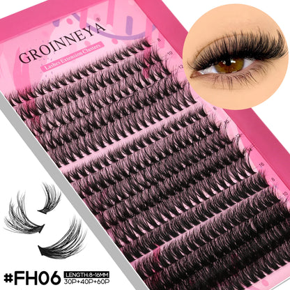 GROINNEYA Lashes Clusters Faux Mink Lashes Eyelash Extension Voluminous Fluffy Wispy Cat Eyelashes Eyelashes Clusters Makeup- free worldwide shipping