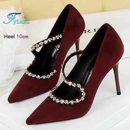 Gorgeous Women's Pumps Rhinestone Chain - free worldwide shipping