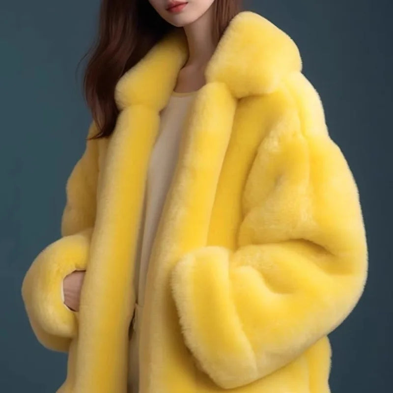 Women's Coat 2025 Winter New Korean Version fur Coat Long fox Coat Furry Maillard Medium Long Loose Brown Thick Young Commuting