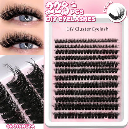 GROINNEYA Lashes Clusters Faux Mink Lashes Eyelash Extension Voluminous Fluffy Wispy Cat Eyelashes Eyelashes Clusters Makeup- free worldwide shipping