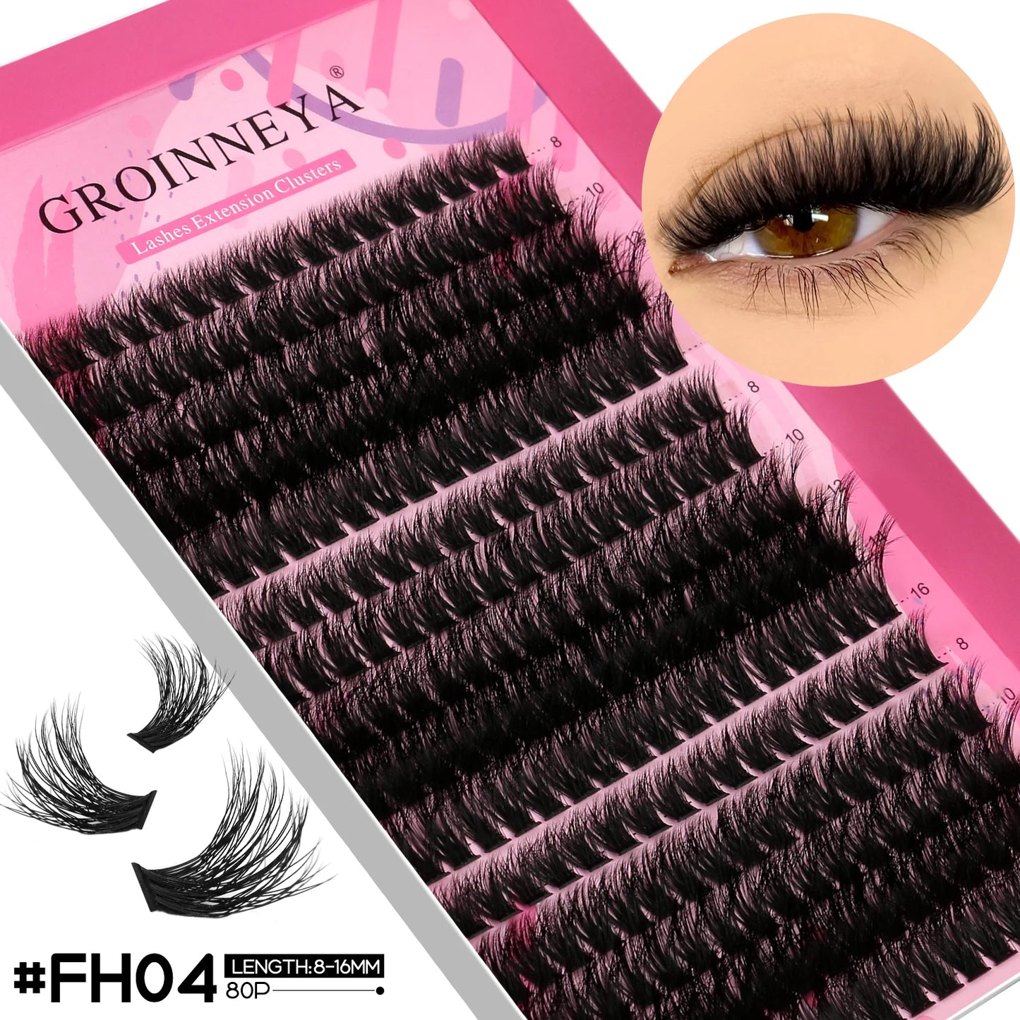 GROINNEYA Lashes Clusters Faux Mink Lashes Eyelash Extension Voluminous Fluffy Wispy Cat Eyelashes Eyelashes Clusters Makeup- free worldwide shipping