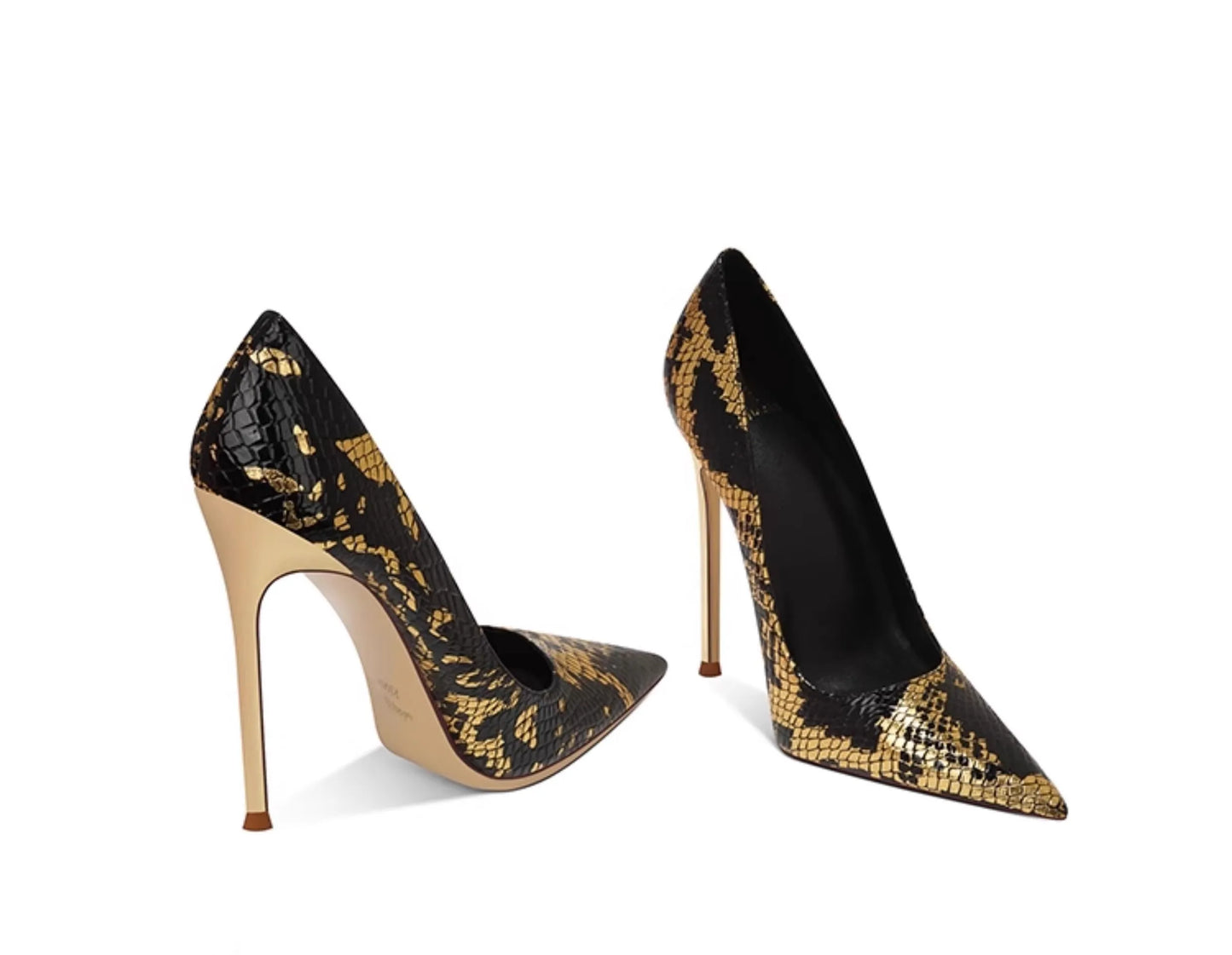 Snake Pattern Pointed Toe Slim Heel