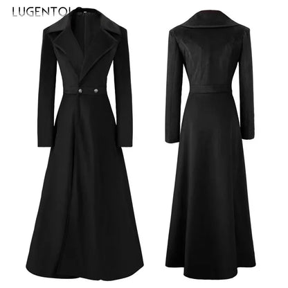 Women Elegant Trench Coat Autumn Winter Slim Lapel Long Sleeve Female Temperament Solid Button Beautiful Velvet Clothing- free worldwide shipping