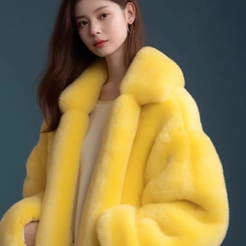 Women's Coat 2025 Winter New Korean Version fur Coat Long fox Coat Furry Maillard Medium Long Loose Brown Thick Young Commuting