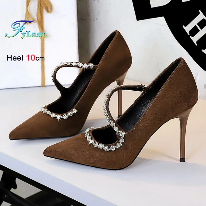 Gorgeous Women's Pumps Rhinestone Chain - free worldwide shipping