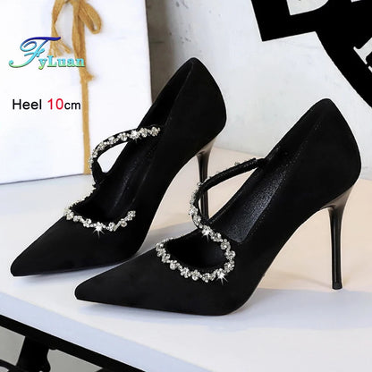 Gorgeous Women's Pumps Rhinestone Chain - free worldwide shipping