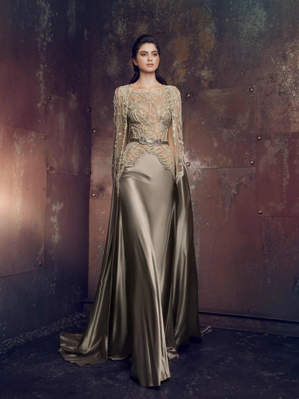 Vintage Boat Neck Evening Dress Beaded Appliques Celebrity Classic Long Sleeve Customized Prom Gown Vestidos De Novia- Free worldwide shipping