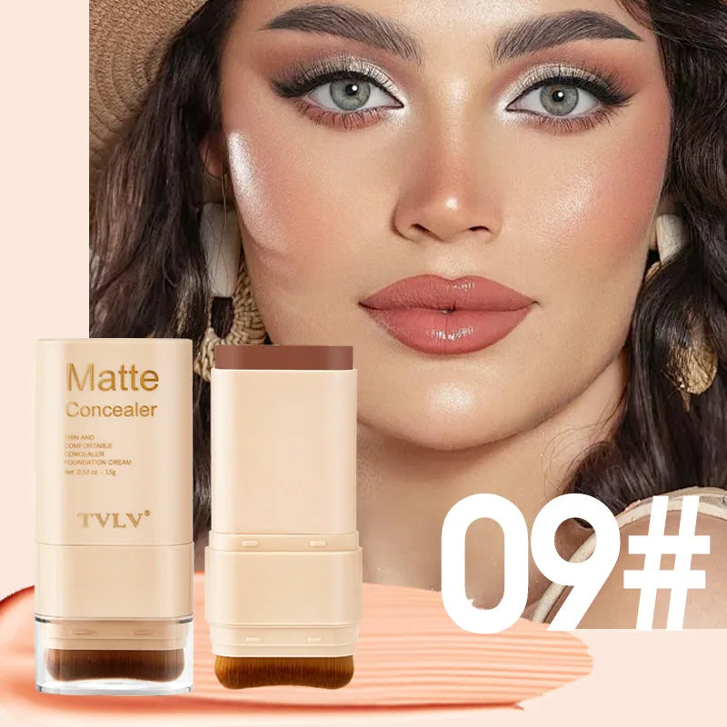 15g 2-in-1 foundation eraser double-ended concealer stick with brush head waterproof, natural makeup, long-lasting cream texture-free worldwide shipping