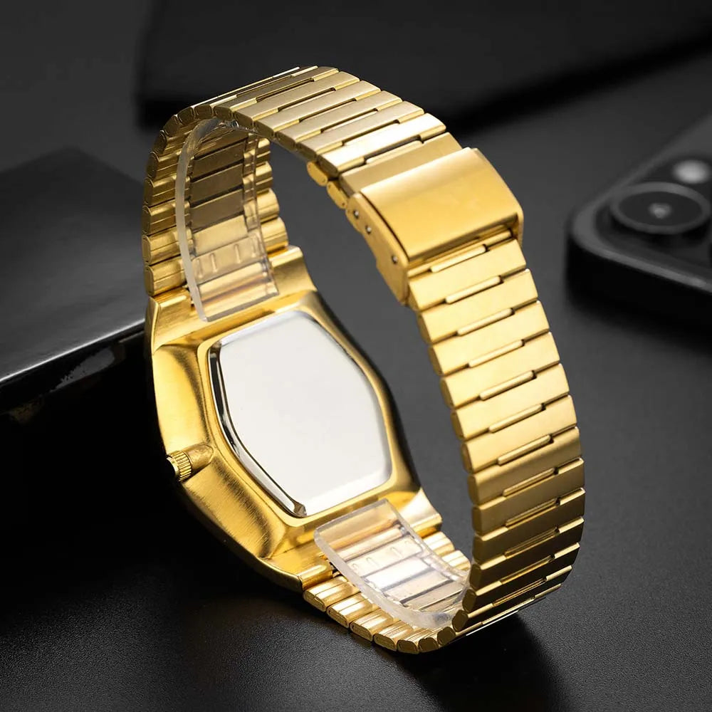 Business Gold Watch for Men Luxury Fashion Stainelss Steel Quartz Wrtistwatch Top Brand Waterproof Clock Ultra Thin Fitting Arm