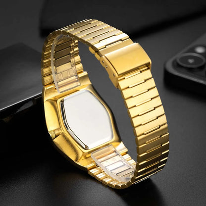 Business Gold Watch for Men Luxury Fashion Stainelss Steel Quartz Wrtistwatch Top Brand Waterproof Clock Ultra Thin Fitting Arm