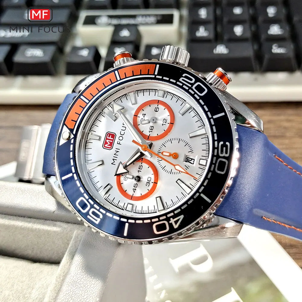 MINI FOCUS Chronograph Quartz Watches for Men Fashion Sport Wristwatch - Shipping free worldwide
