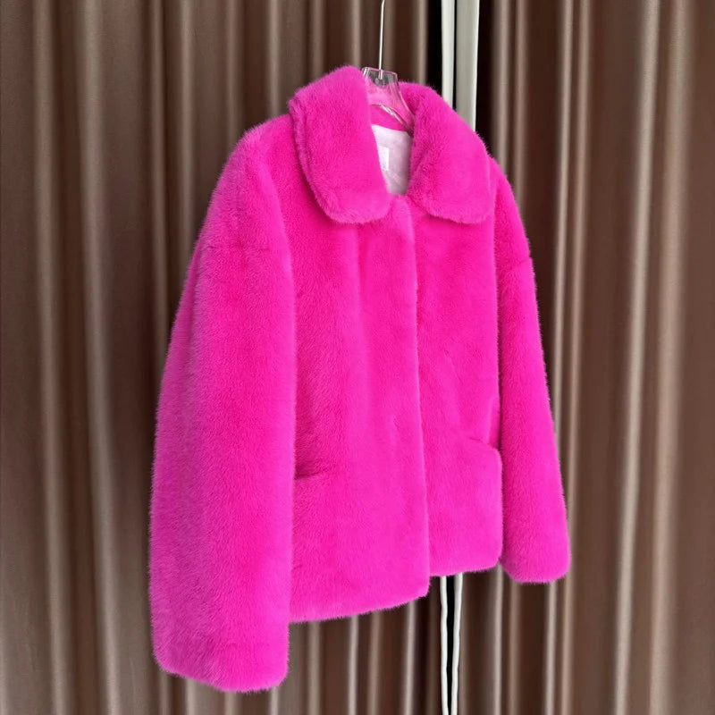 Women's Coat 2025 Winter New Korean Version fur Coat Long fox Coat Furry Maillard Medium Long Loose Brown Thick Young Commuting