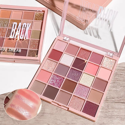 25-color eye shadow tray, oatmeal milk tea tray, sparkling powder, pearl sequins, gentle orange brown, affordable eye shadow- free worldwide shipping