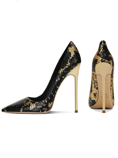 Snake Pattern Pointed Toe Slim Heel