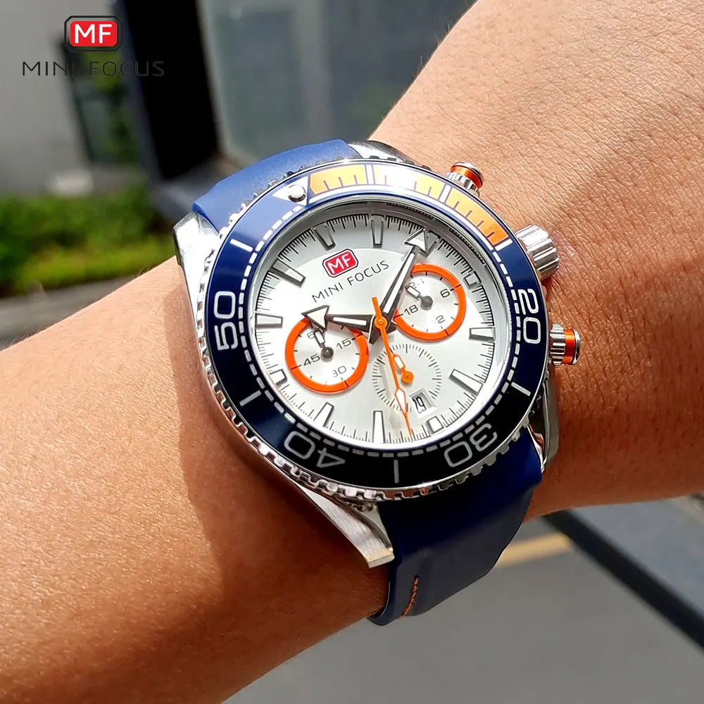 MINI FOCUS Chronograph Quartz Watches for Men Fashion Sport Wristwatch - Shipping free worldwide