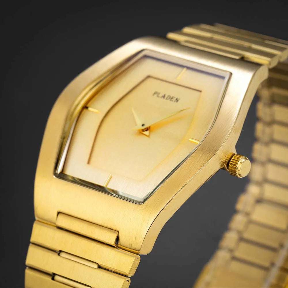 Business Gold Watch for Men Luxury Fashion Stainelss Steel Quartz Wrtistwatch Top Brand Waterproof Clock Ultra Thin Fitting Arm