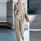 Office Lady Blazer Suits Elegant Women Tied Waist Top and Pant 2pcs Outfit 2025 Trend Streetwear Commute Pant Sets