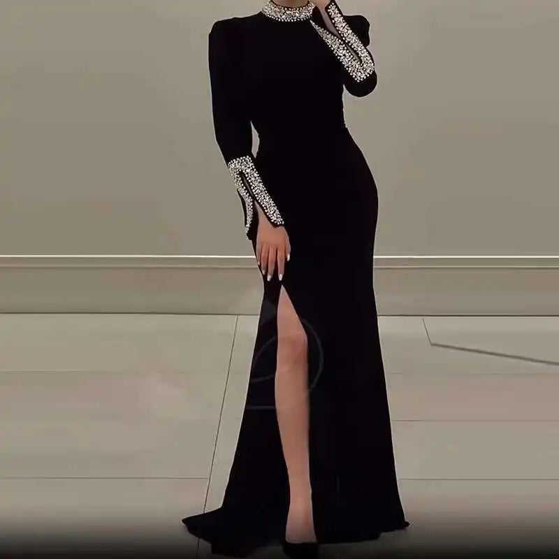 Elegant Solid High Slit Party Dress - Free Worldwide Shipping
