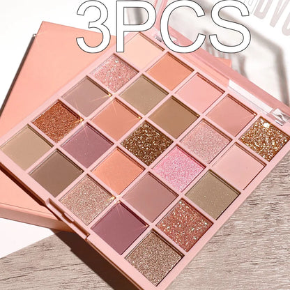 25-color eye shadow tray, oatmeal milk tea tray, sparkling powder, pearl sequins, gentle orange brown, affordable eye shadow- free worldwide shipping