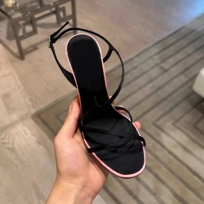 Satin Color Block Stiletto High Heels - Free worldwide shipping