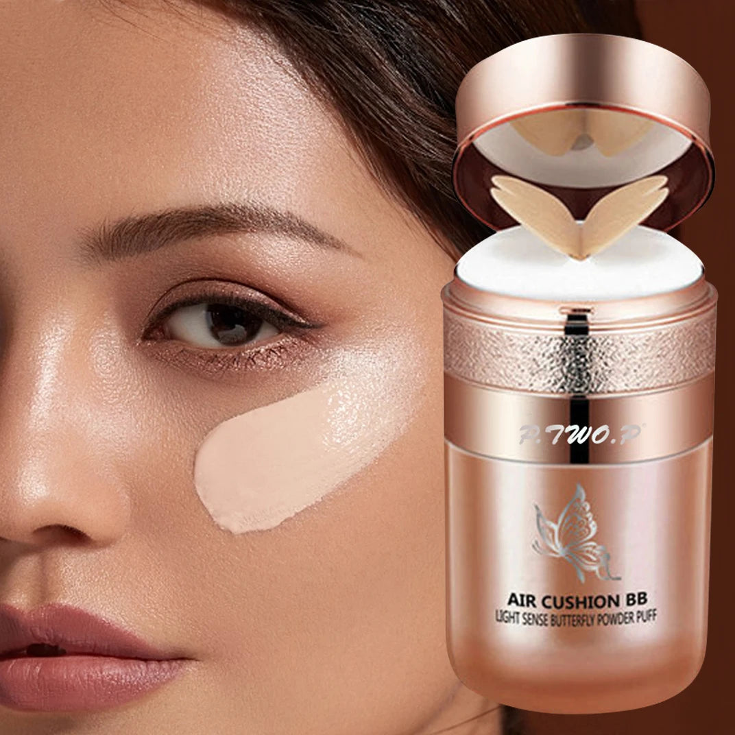 Air Cushion BB Cream Moisturizing Foundation Concealer Whitening Oil-control Waterproof Butterfly Powder Puff  Makeup Cosmetics- free worldwide shipping