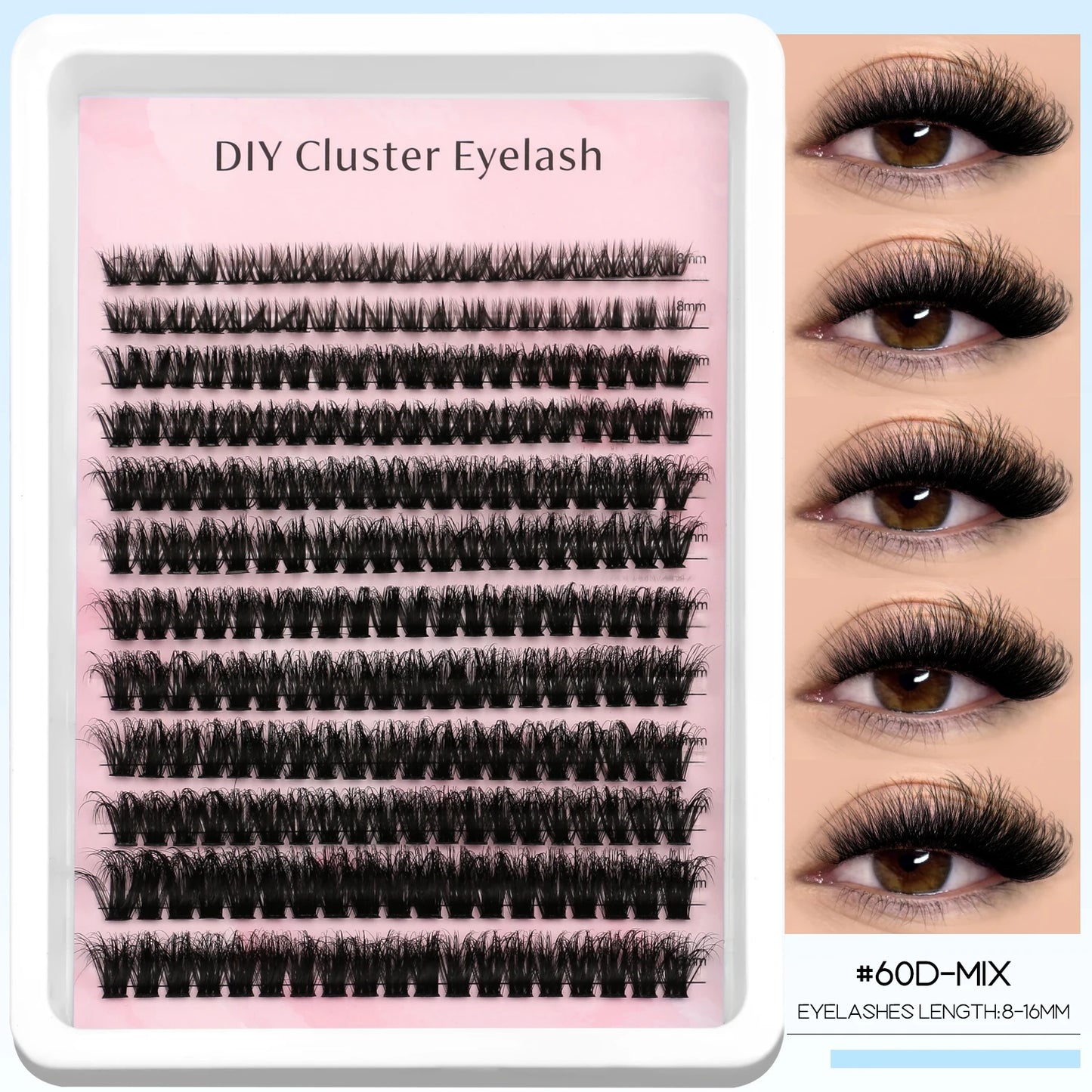 GROINNEYA Lashes Clusters Faux Mink Lashes Eyelash Extension Voluminous Fluffy Wispy Cat Eyelashes Eyelashes Clusters Makeup- free worldwide shipping