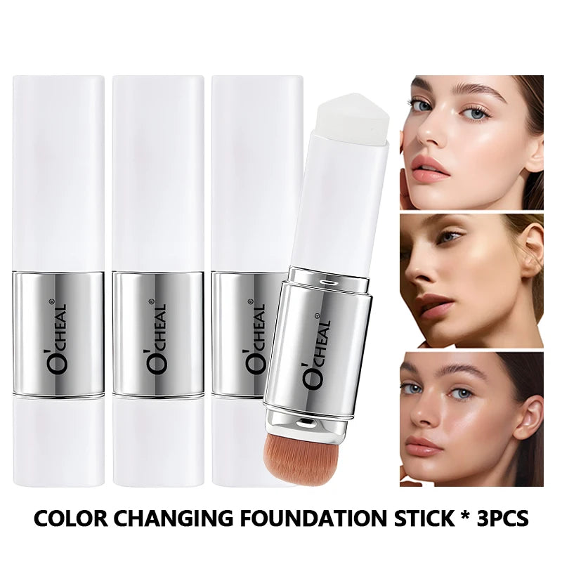 O'CHEAL Temperature Changing Foundation Stick Facial Coverage Blemishes Pores Double-Headed Face Matte Makeup Foundation Cream- free worldwide shipping