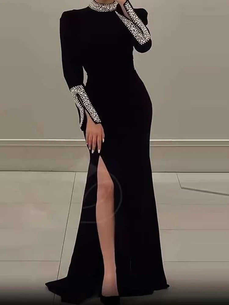 Elegant Solid High Slit Party Dress - Free Worldwide Shipping