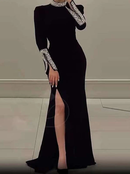 Elegant Solid High Slit Party Dress - Free Worldwide Shipping